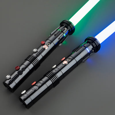 Saberstaff Zwart - KenJo Sabers - Premium RGB Baselit (X3) - Star Wars Lightsaber replica Jedi Sith - Best sabershop Europe - Nederland light sabers kopen -